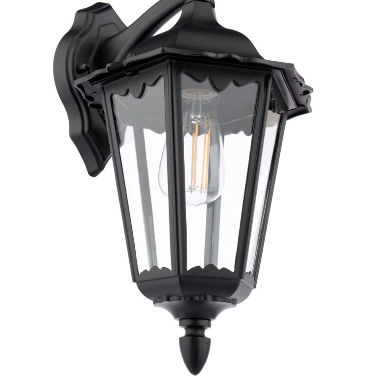 Dar_Vol3-EDD1522 - Eddard - Traditional Matt Black Wall Lamp with Clear Glass IP44