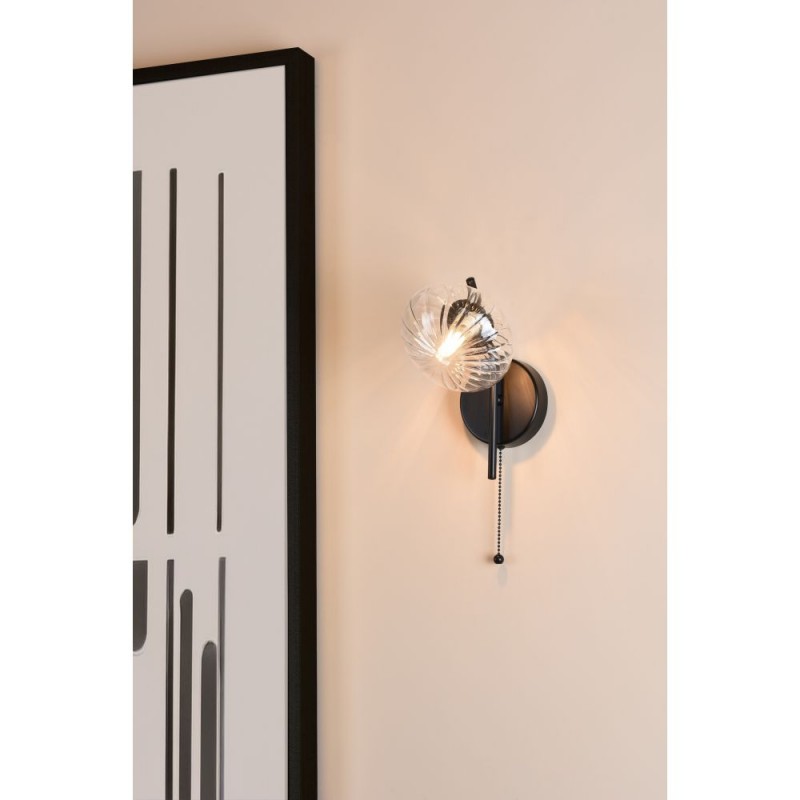 Dar_Vol3-EDE0722 - Ede - Matt Black Wall Lamp with Clear Glass