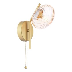 Ede - Satin Gold Wall Lamp with Amber Glass