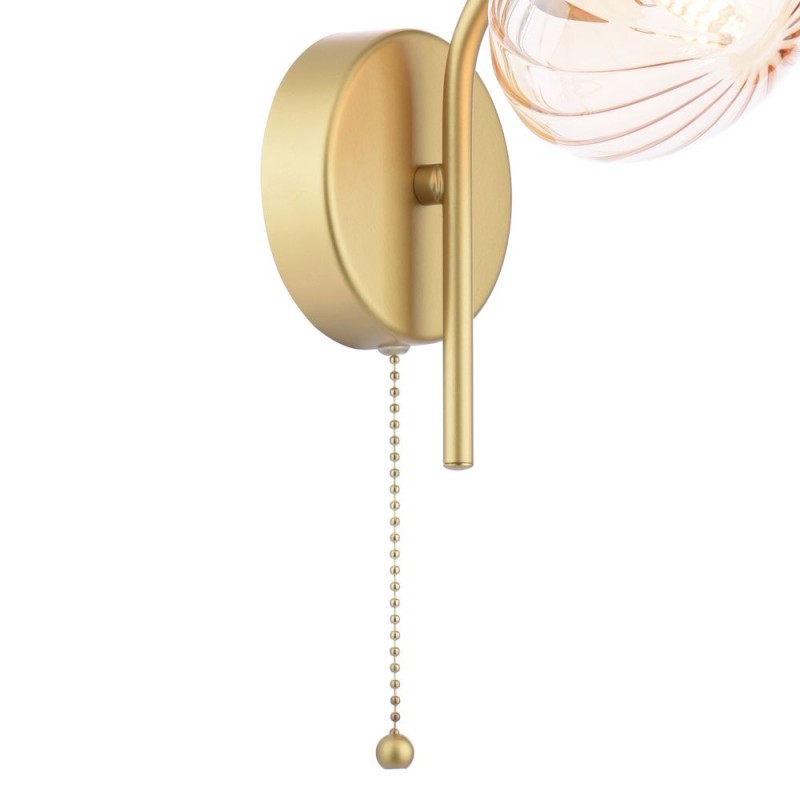 Dar_Vol3-EDE0735 - Ede - Satin Gold Wall Lamp with Amber Glass