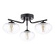 Dar_Vol3-EDE5322 - Ede - Matt Black 3 Light Semi Flush with Clear Glass