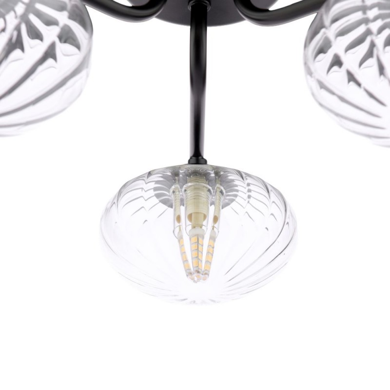 Dar_Vol3-EDE5322 - Ede - Matt Black 3 Light Semi Flush with Clear Glass