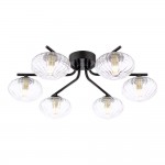 Ede - Matt Black 6 Light Semi Flush with Clear Glass
