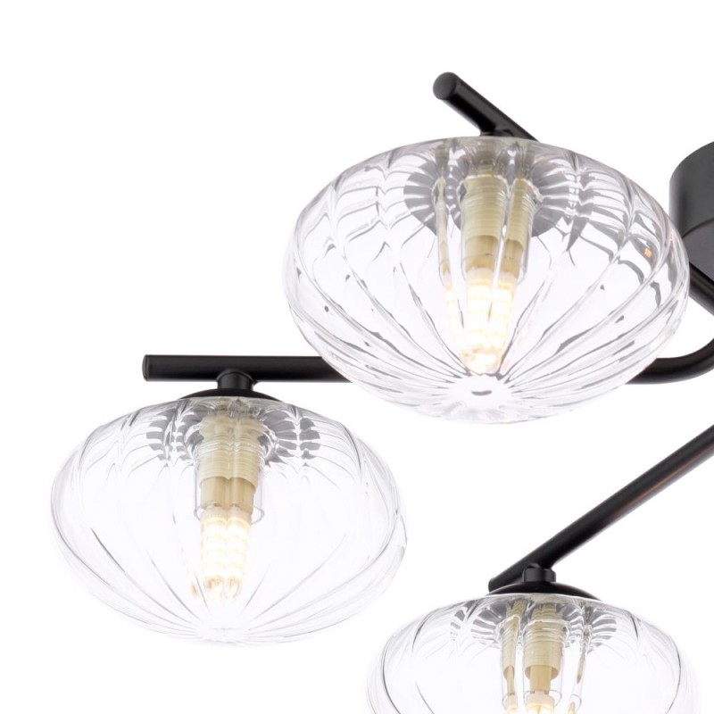 Dar-EDE6422 - Ede - Matt Black 6 Light Semi Flush with Clear Glass