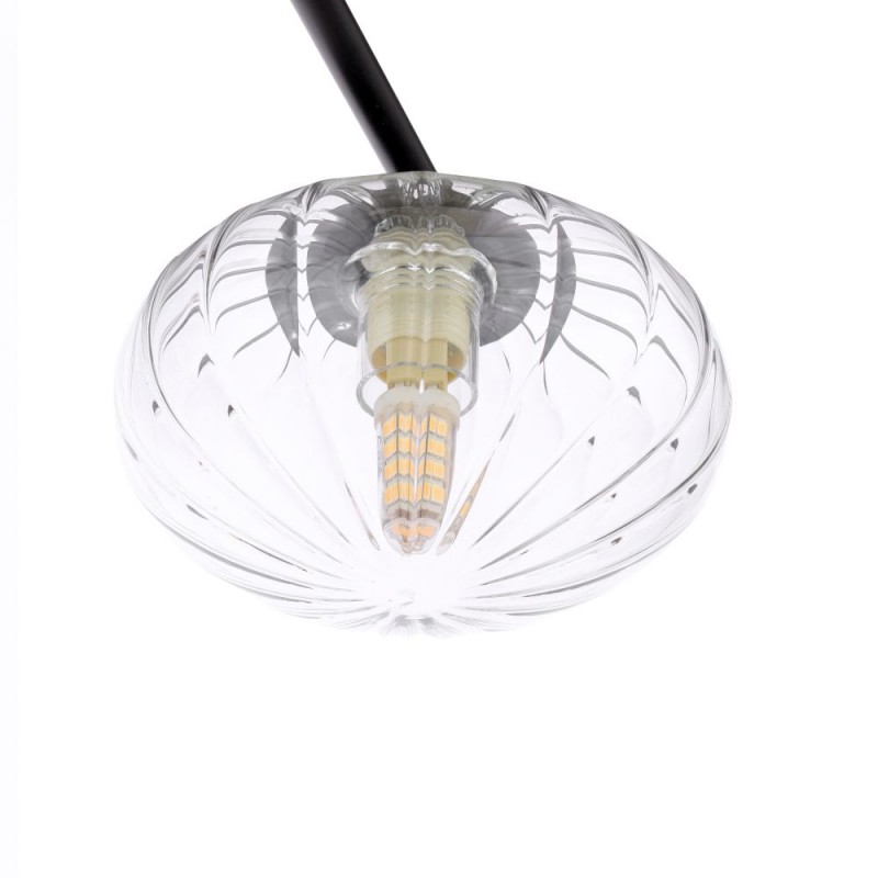 Dar-EDE6422 - Ede - Matt Black 6 Light Semi Flush with Clear Glass