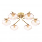 Ede - Satin Gold 6 Light Semi Flush with Amber Glass