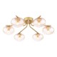 Dar-EDE6435 - Ede - Satin Gold 6 Light Semi Flush with Amber Glass
