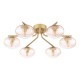 Dar-EDE6435 - Ede - Satin Gold 6 Light Semi Flush with Amber Glass