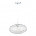 Edmond - Chrome Pendant with Clear Ribbed Glass Edmond - Chrome Pendant with Clear Ribbed Glass