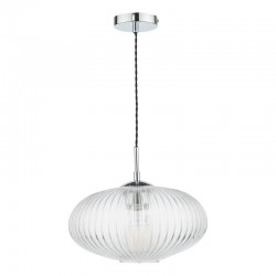 Edmond - Chrome Pendant with Clear Ribbed Glass Edmond - Chrome Pendant with Clear Ribbed Glass