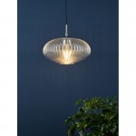 Edmond - Chrome Pendant with Clear Ribbed Glass Edmond - Chrome Pendant with Clear Ribbed Glass