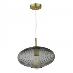 Edmond - Antique Brass Pendant with Smoked Ribbed Glass Edmond - Antique Brass Pendant with Smoked Ribbed Glass