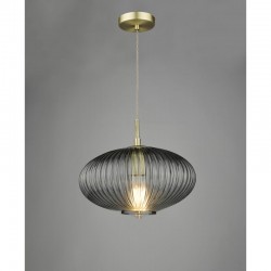 Edmond - Antique Brass Pendant with Smoked Ribbed Glass Edmond - Antique Brass Pendant with Smoked Ribbed Glass