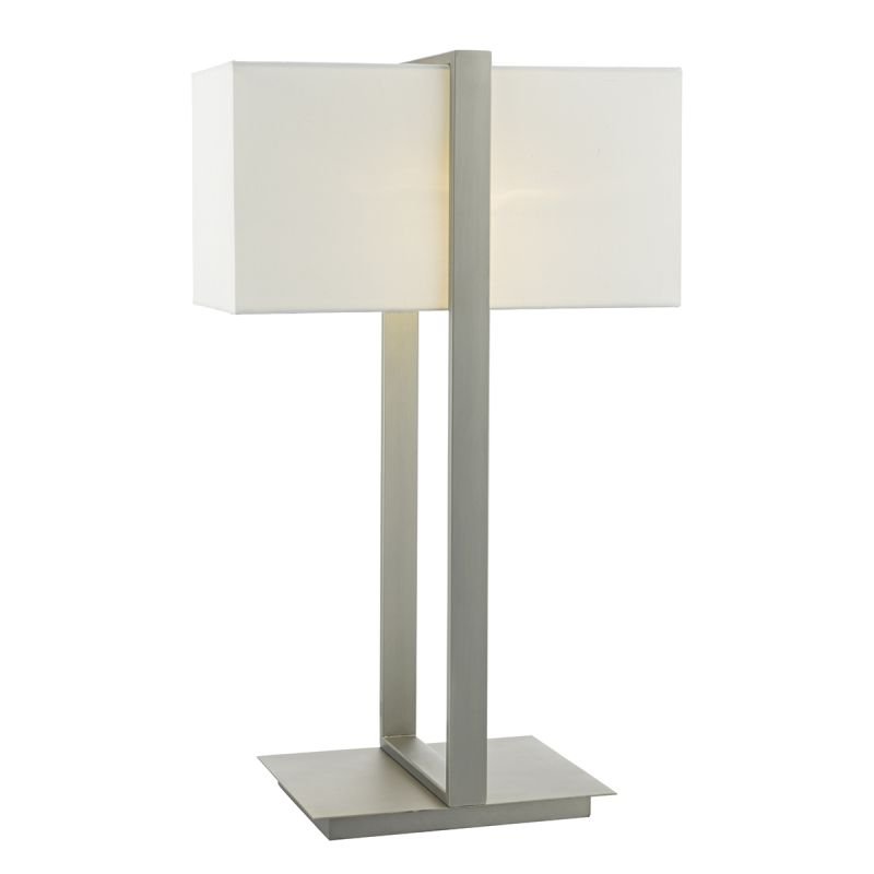 Table & Floor Lamp - Eduardo - Ivory Shade with Antique Nickel Table Lamp Dar-EDU4246 - Eduardo - Ivory Shade with Antique Nickel Table Lamp