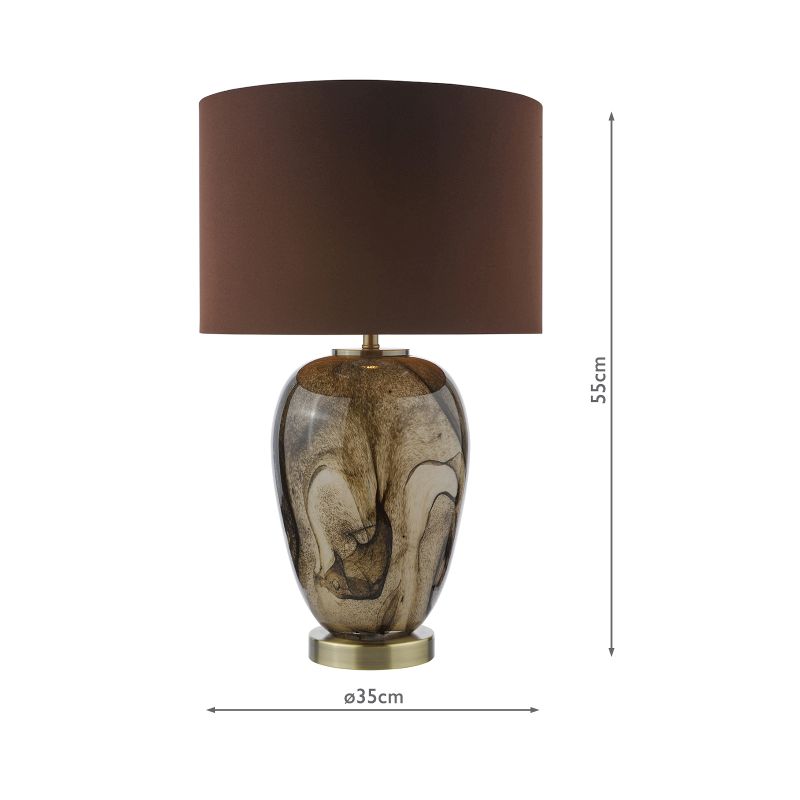 Dar-EGA4229 - Egas - Brown Marble Effect Glass Table Lamp With Brown Shade