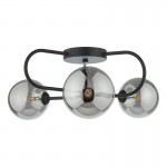 Eissa - Black 3 Light Ceiling Lamp with Smoked Glass Eissa - Black 3 Light Ceiling Lamp with Smoked Glass