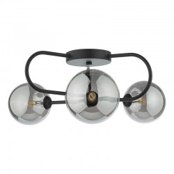 Eissa - Black 3 Light Ceiling Lamp with Smoked Glass Eissa - Black 3 Light Ceiling Lamp with Smoked Glass