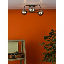 Eissa - Black 3 Light Ceiling Lamp with Smoked Glass Eissa - Black 3 Light Ceiling Lamp with Smoked Glass