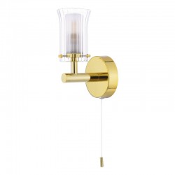 Elba - Bathroom Gold Wall Lamp with Ribbed Glass Elba - Bathroom Gold Wall Lamp with Ribbed Glass