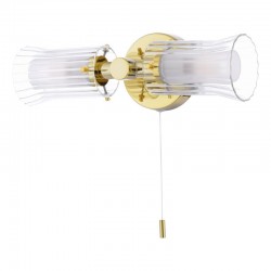 Elba - Bathroom Gold Wall Lamp with Ribbed Glasses Elba - Bathroom Gold Wall Lamp with Ribbed Glasses
