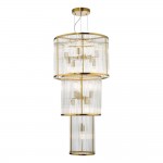 Eleanor - Aged Brass 15 Light Chandelier with Clear Glass Rods