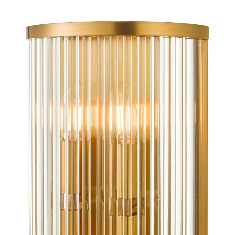 Dar-ELE3035 - Eleanor - Aged Brass 4 Light Wall Lamp with Clear Glass Rods