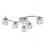 Elma - Chrome 6 Light Centre Fitting with Clear Glass & Crystal Elma - Chrome 6 Light Centre Fitting with Clear Glass & Crystal