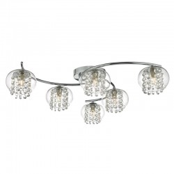 Elma - Chrome 6 Light Centre Fitting with Clear Glass & Crystal Elma - Chrome 6 Light Centre Fitting with Clear Glass & Crystal