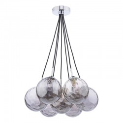 Elpis - Chrome 7 Light Cluster Pendant with Smoked Dimple Glass Elpis - Chrome 7 Light Cluster Pendant with Smoked Dimple Glass