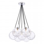 Elpis - Chrome 7 Light Cluster Pendant with Clear Dimple Glass Elpis - Chrome 7 Light Cluster Pendant with Clear Dimple Glass