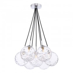 Elpis - Chrome 7 Light Cluster Pendant with Clear Dimple Glass Elpis - Chrome 7 Light Cluster Pendant with Clear Dimple Glass