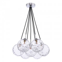 Elpis - Chrome 7 Light Cluster Pendant with Clear Dimple Glass Elpis - Chrome 7 Light Cluster Pendant with Clear Dimple Glass