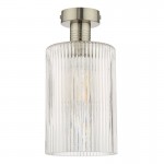Emerson - Antique Chrome Semi Flush with Ribbed Clear Glass Emerson - Antique Chrome Semi Flush with Ribbed Clear Glass