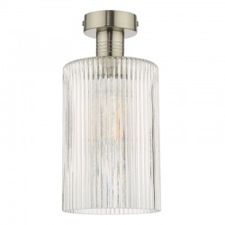 Emerson - Antique Chrome Semi Flush with Ribbed Clear Glass Emerson - Antique Chrome Semi Flush with Ribbed Clear Glass