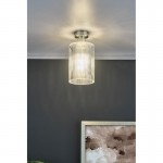 Emerson - Antique Chrome Semi Flush with Ribbed Clear Glass Emerson - Antique Chrome Semi Flush with Ribbed Clear Glass