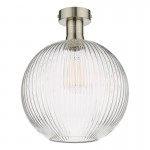 Emerson - Antique Chrome Semi Flush with Clear Ribbed Glass Emerson - Antique Chrome Semi Flush with Clear Ribbed Glass