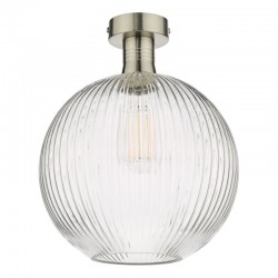 Emerson - Antique Chrome Semi Flush with Clear Ribbed Glass Emerson - Antique Chrome Semi Flush with Clear Ribbed Glass