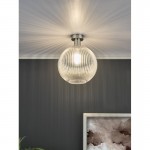 Emerson - Antique Chrome Semi Flush with Clear Ribbed Glass Emerson - Antique Chrome Semi Flush with Clear Ribbed Glass