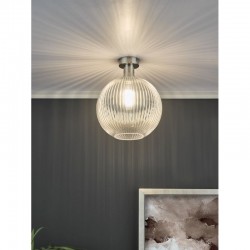 Emerson - Antique Chrome Semi Flush with Clear Ribbed Glass Emerson - Antique Chrome Semi Flush with Clear Ribbed Glass