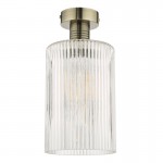 Emerson - Aged Brass Semi Flush with Ribbed Clear Glass Emerson - Aged Brass Semi Flush with Ribbed Clear Glass