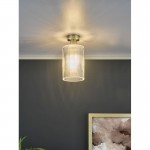 Emerson - Aged Brass Semi Flush with Ribbed Clear Glass Emerson - Aged Brass Semi Flush with Ribbed Clear Glass
