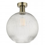 Emerson - Aged Brass Semi Flush with Clear Ribbed Glass Emerson - Aged Brass Semi Flush with Clear Ribbed Glass