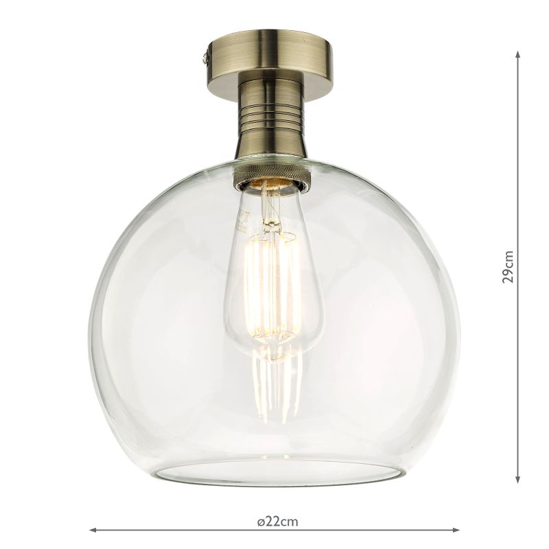 Dar-EME4875-E03 - Emerson - Clear Glass & Aged Brass Semi Flush