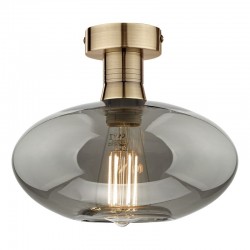 Emerson - Aged Brass Semi Flush with Smoked Glass Emerson - Aged Brass Semi Flush with Smoked Glass