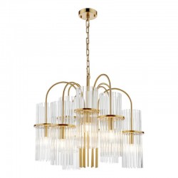 Eniola - Natural Brass 9 Light Centre Fitting with Clear Glass Rods  Eniola - Natural Brass 9 Light Centre Fitting with Clear Glass Rods