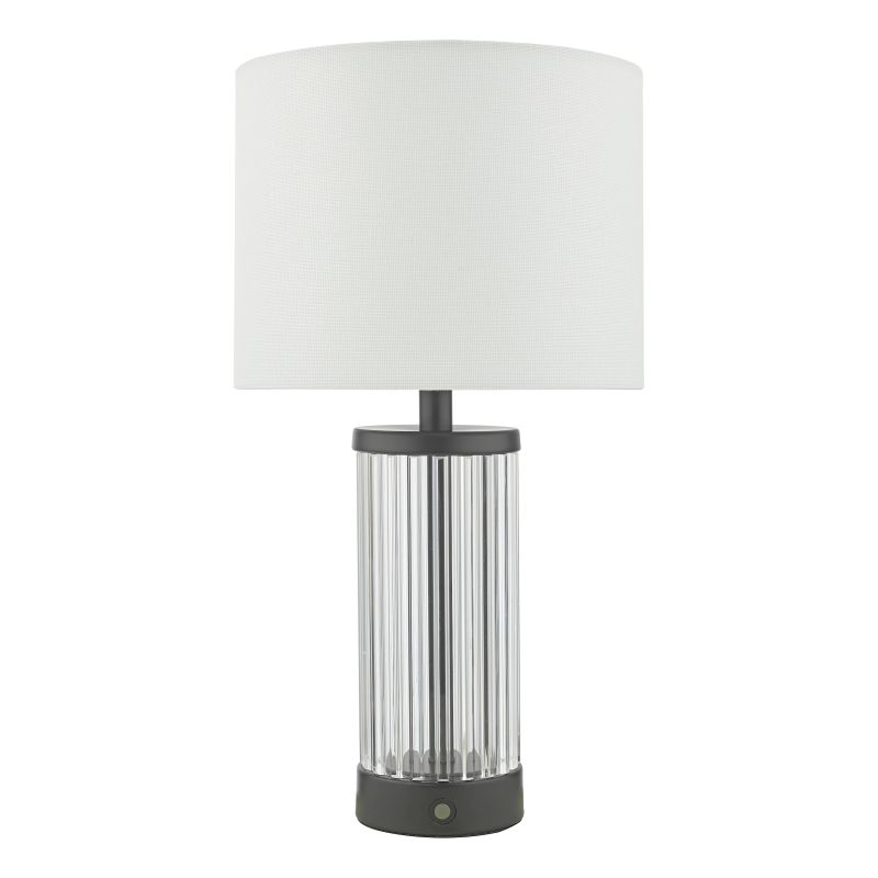 Dar-ENR4122 - Enrico - Glass & Black Rechargeable LED Table Lamp with White Shade