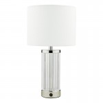 Enrico - Glass & Nickel Rechargeable LED Table Lamp with White Shade