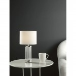 Enrico - Glass & Nickel Rechargeable LED Table Lamp with White Shade