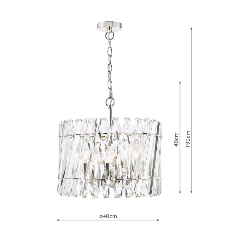 Dar-ENT0638 - Entwine - Nickel 6 Light Pendant with Crystal