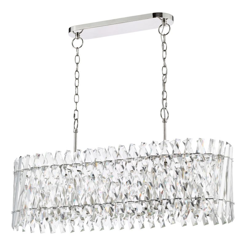 Dar-ENT2338 - Entwine - Nickel 10 Light over Island Fitting with Crystal